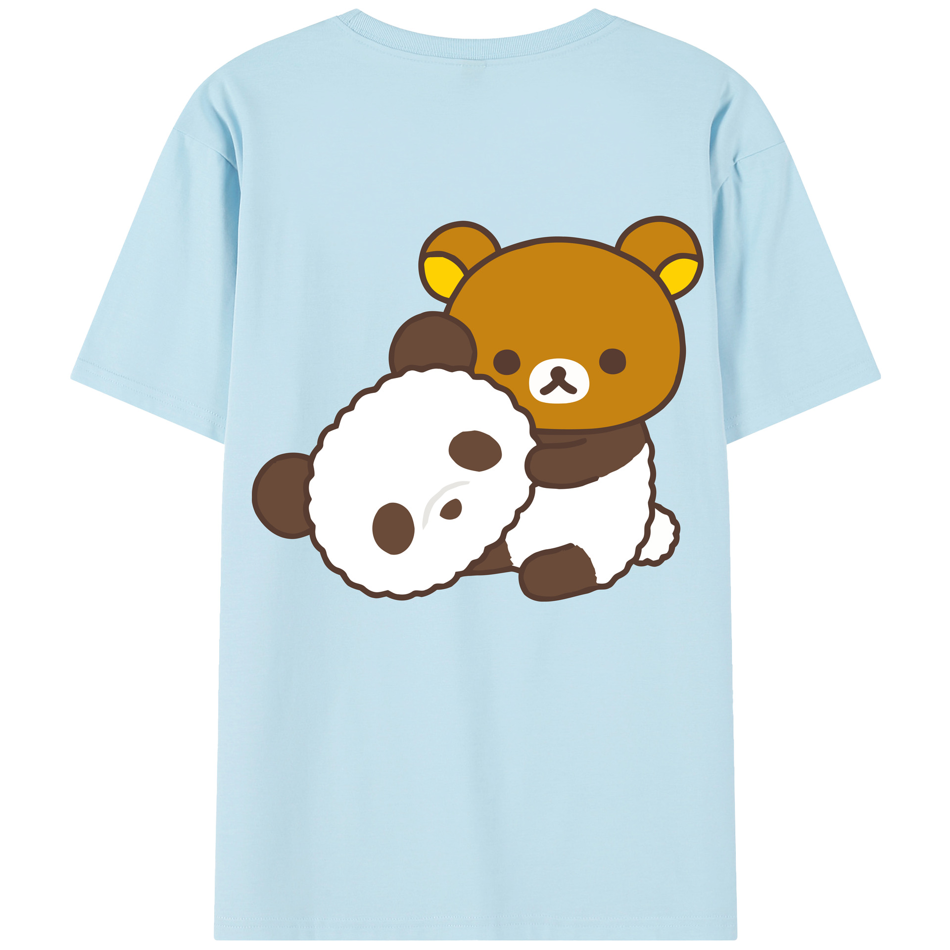 （画像用） リラックマ リラックマ キイロイトリ Rilakkuma Korilakkuma Kiiroitori 綿100％半袖Tシャツ（背面プリント）